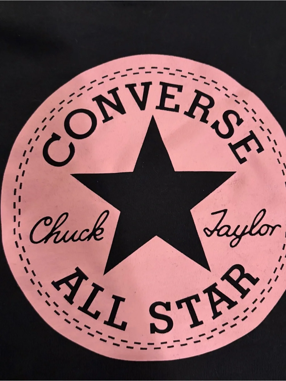Converse All Star Black Cropped Hoodie with Pink Logo